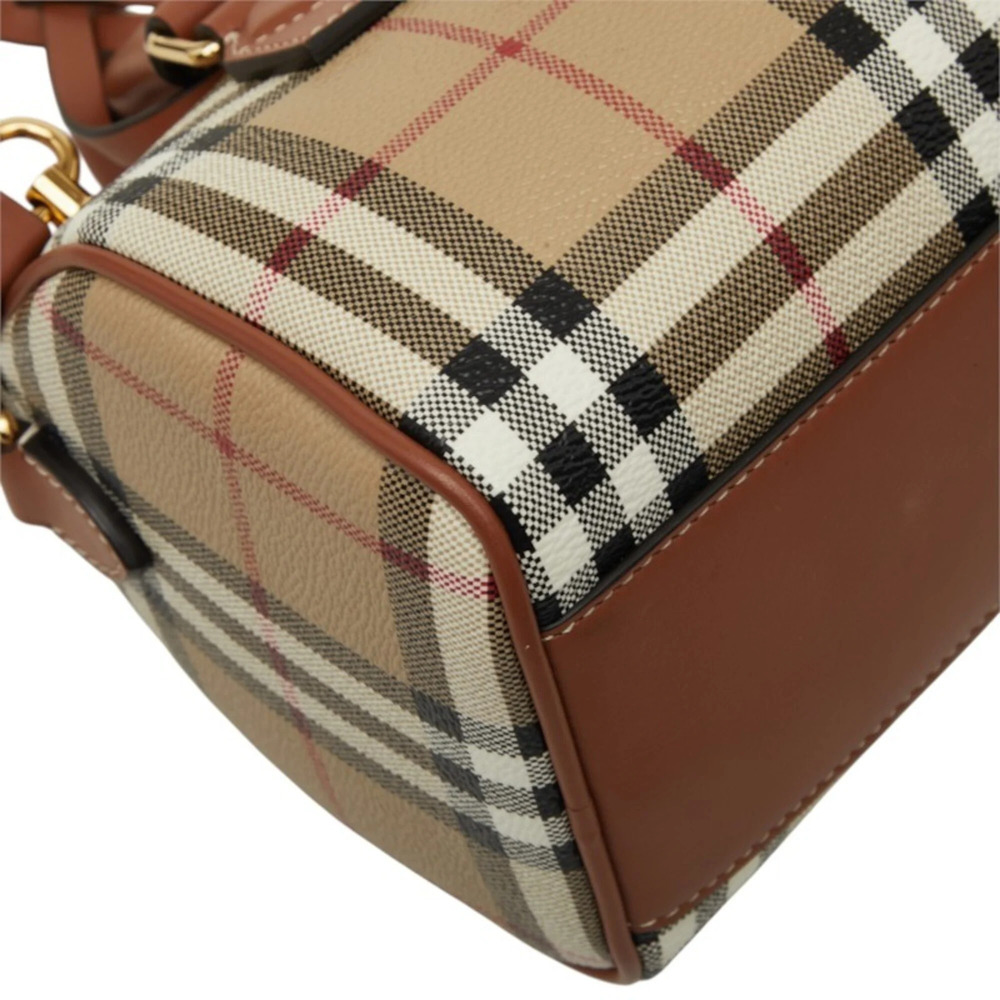 Burberry Nova Check Mini Bowling Bag Handbag Shoulder 2WAY Beige Brown Leathe... - Picture 5 of 10